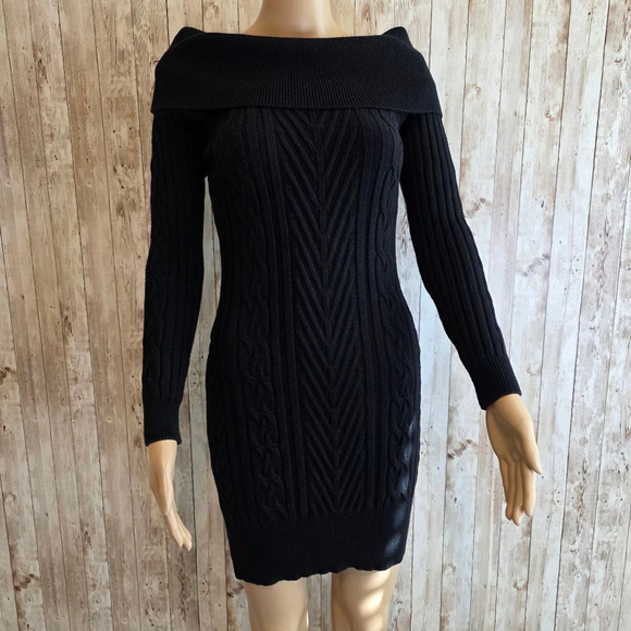 Derek Heart Dresses & Skirts - Women's Derek Heart Black Cable Knit Sweater Dress - Size M